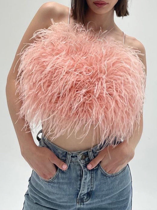 Fur crop top Pink MUST HAVE