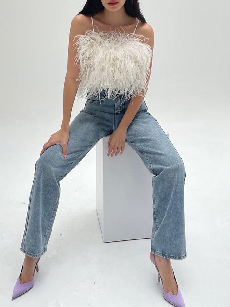 Fur crop top white MUST HAVE